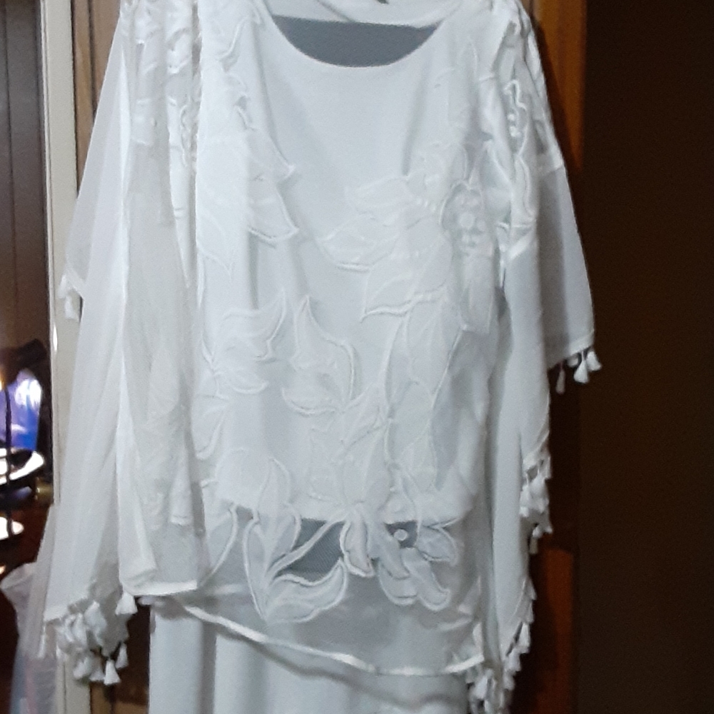 New two piece suit skirt long split and tassel